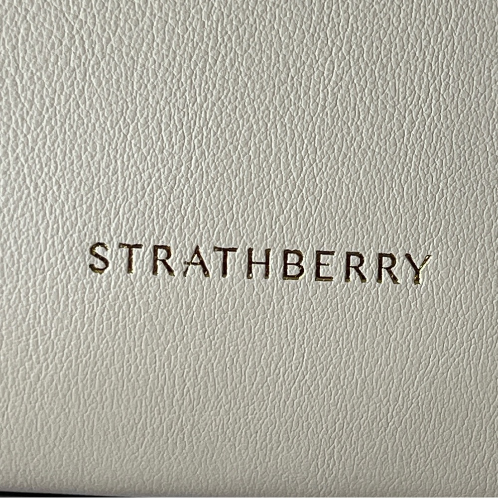 Strathberry Cream/Soft Peach Leather Top-Handle Tote with Gold Bar - Picture 6 of 6